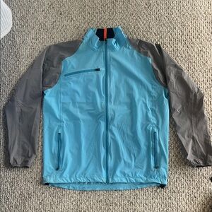 Men's Lightweight Two-Tone Windbreaker/rain Jacket - Blue & Gray Stitch